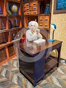 Albert Einstein wax figure at Madame Tussauds museum in Istanbul. Albert Einstein was a physicist