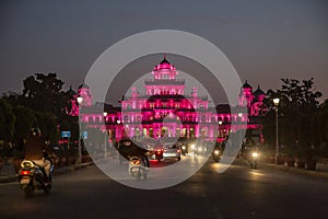 Albert Hall museum city palace at night in Jaipur