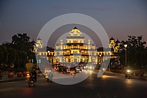 Albert Hall museum city palace at night in Jaipur