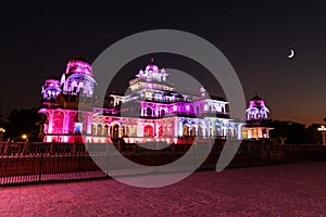 Albert Hall museum in India, Jaipur, night illumination