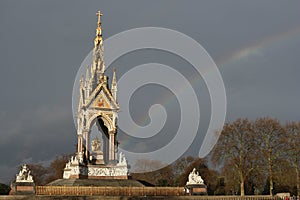 Albert Memorial Kensington Gardens London rainbow