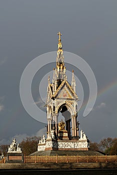 Albert Memorial Kensington Gardens London rainbow