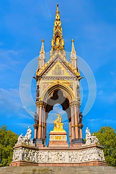 The Albert Memorial at Kensington Gardens in London, Uk