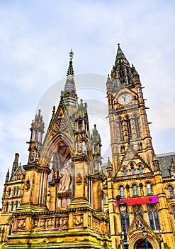 Albert Memorial and Manchester Town Hall in England