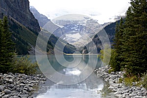 Alberta Canada, Rocky Mountain Waterfall Lake