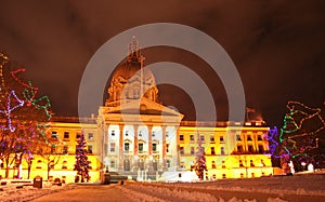 Alberta legislature building at Christmas