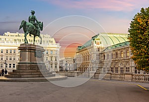 Albertinaplatz square and Vienna State Opera house, Austria