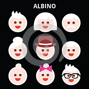 Albino people, Albinism icons set