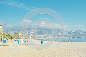 Albir seaside beach, Mediterranean sea and moutain view. Albir is small resort between Altea and Benidorm, L'Alfas