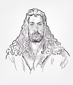 Albrecht Durer vector sketch style portrait
