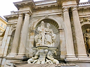 Albrecht, or Neptune fountain at Albertina Museum on Albertinaplatz in Vienna