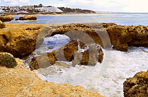 Albufeira Auramar beach rock erosion