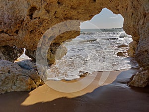 Albufeira natural rock arch, Algarve Portugal.