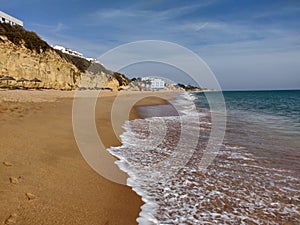 Albufeira sunny seashore, Algarve Portugal.