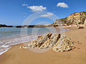 Albufeira sunny seashore, Algarve Portugal.