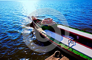 Albufera blue boats lake in El Saler Valencia