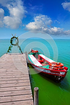 Albufera lake boat jetty in Valencia El Saler