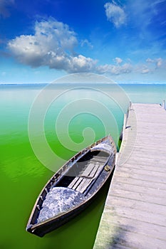 Albufera lake in Valencia El Saler under blue sky