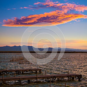 Albufera sunset lake park in Valencia el saler