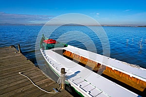 Albufera of Valencia boats in the lake