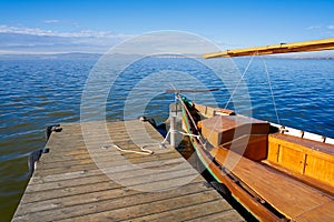 Albufera of Valencia boats in the lake