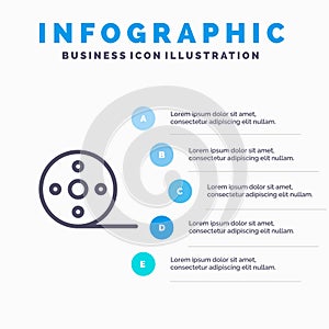 Album, Film, Movie, Reel Line icon with 5 steps presentation infographics Background
