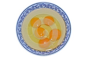 Albumen and yolk egg in the bowl