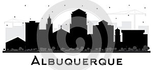 Albuquerque New Mexico City Skyline Silhouette with Black Buildings Isolated on White