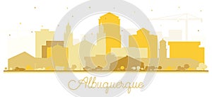 Albuquerque New Mexico City Skyline Silhouette with Golden Buildings Isolated on White