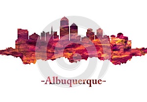Albuquerque New Mexico Skyline in Red