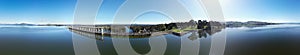 Albury, New South Wales, Australia 360 degree aerial photography above Murray river near Hume dam is a major dam.