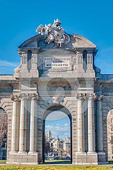 The Alcala Gate in Madrid, Spain.