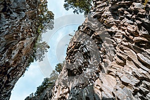 Alcantara Gorge and Alcantara river park in Sicily Island, Italy.