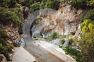 Alcantara Gorge and Alcantara river park in Sicily Island, Italy.