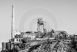 Alcatraz Chimney and Water Tower in the evening light