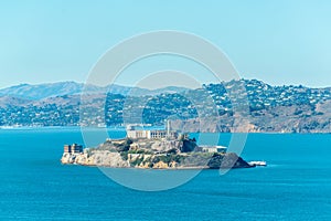 Alcatraz island in the city of san francisco california in the area of fishermans warf near beach in downtwn city