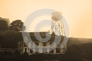 Alcatraz Island in San Francisco during the huge fog