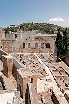 Alcazaba of the Alhambra in Granada on a sunny day without people photo