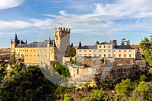 Alcazar of Segovia, Spain, medieval Spanish castle in Gothic architecture style on a hill photo