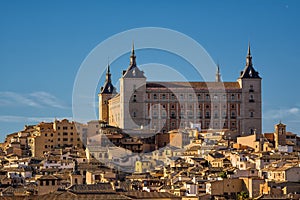 Alcazar of Toledo above the houses of the old area