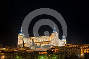 Alcazar of Toledo iluminated by night