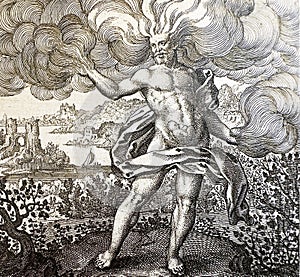 alchemical esoteric illustration of the wind forging the philosopher\'s stone by michael maier