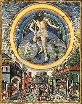 Alchemical illustration taken from the Italian manuscript de sphaera