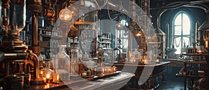 Alchemist medieval laboratory