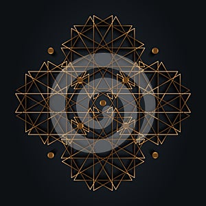 Alchemy gold Sacred Mandala, Luxurious Abstract Geometric Golden circle Mandala Logo Concept Vector, Sacred Geometry isolated