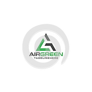 Minimalist 'AirGreen' Logo with Geometric Triangle Design
