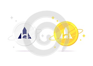 Alchemy Pay ACH coin flat icon isolated on white background