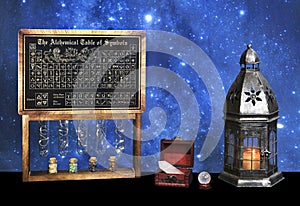 Alchemy symbols and metaphysical tools photo