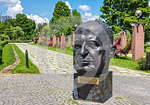 Alcide de Gasperi statue in Herastrau Park Bucuresti Romania photo