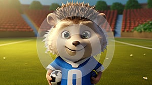 Alcides The Hedgehog Soccer: A 3d Movie Still In 8k Style
